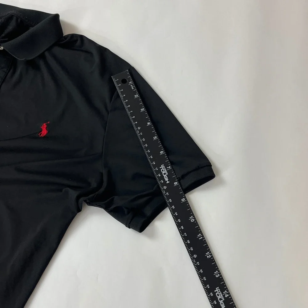 Polo Ralph Lauren Polo Shirt Mens XL Black Performance Red Pony Golf Sports